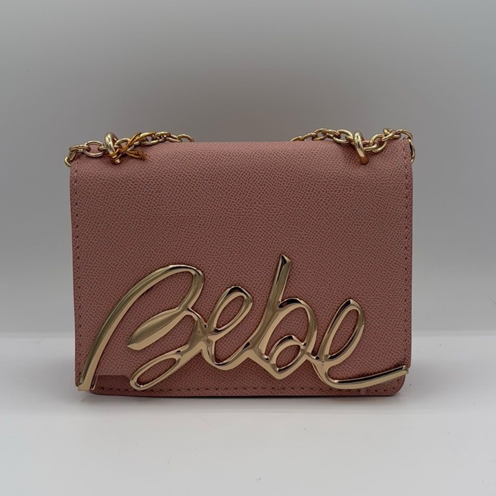 Bebe Pink Crossbody Bag with Gold Chain